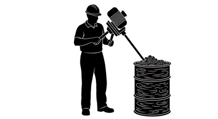 Black Solid Masons Barrel Mixing Silhouettes Set of Six on White Background isolated on plain white background.のイラスト素材