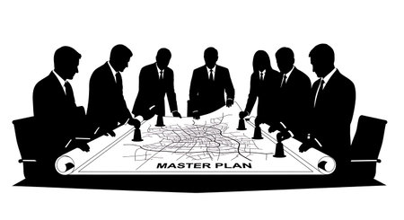 Black Solid Planner Unrolling Maps Silhouettes Set of Six on White Background isolated on plain white background.のイラスト素材