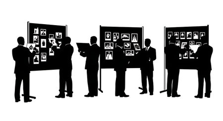 Black Solid Realtor Display Board Silhouettes Set of Six on White Background isolated on plain white background.のイラスト素材