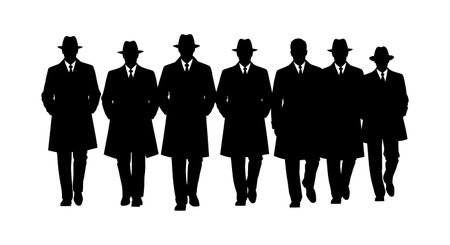 Black Solid Realtor Hands Pockets Silhouettes Set of Six on White Background isolated on plain white background.のイラスト素材