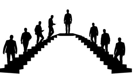 Black Solid Realtor Walking Stairs Silhouettes Set of Six on White Background isolated on plain white background.のイラスト素材