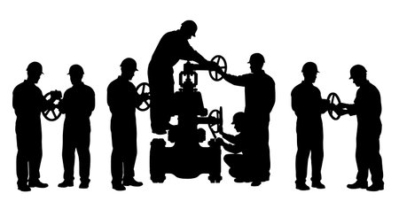 Black Solid Inspector Earplug Check Silhouettes Set of Six on White Background isolated on plain white background.のイラスト素材