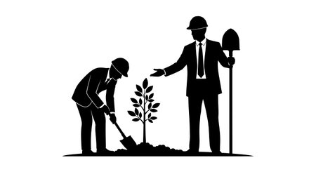 Black Solid Planner Green Zone Silhouettes Set of Six on White Background isolated on plain white background.のイラスト素材