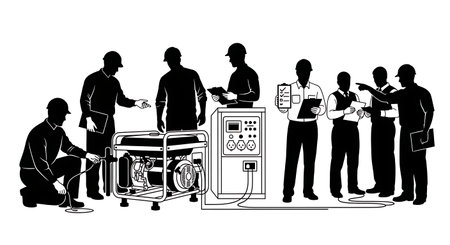 Black Solid Inspector Generator Check Silhouettes Set of Six on White Background isolated on plain white background.のイラスト素材