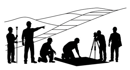 Black Solid Agricultural Engineer Terrace Design Silhouettes Set of Six on White Background isolated on plain white background.のイラスト素材