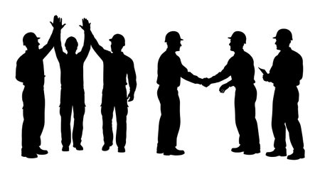 Black Solid Poultry Team Success Silhouettes Set of Six isolated on plain white background.のイラスト素材