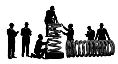 Black Solid Spring Inspector Silhouettes Set of Six isolated on plain white background.のイラスト素材