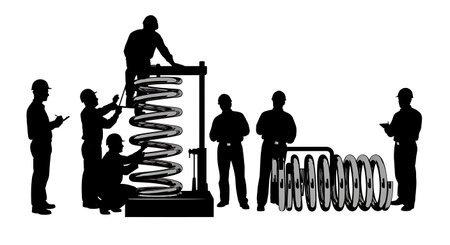 Black Solid Spring Inspector Silhouettes Set of Six isolated on plain white background.のイラスト素材