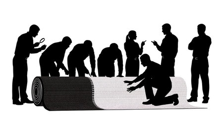 Black Solid Carpet Inspector Silhouettes Set of Six isolated on plain white background.のイラスト素材