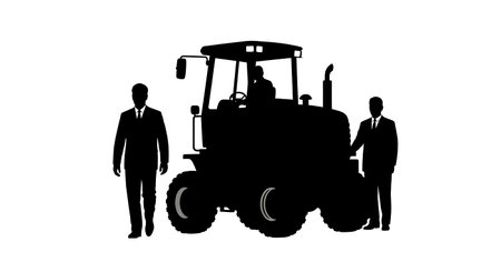Black Solid Heavy Machine Push Strain Silhouettes Set of Six on White Background isolated on plain...