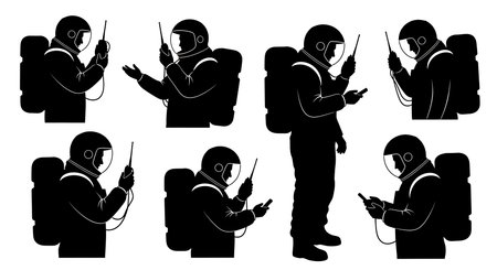 Black solid colour filled silhouettes Set.のイラスト素材