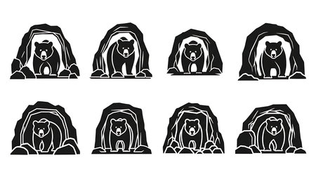 Black solid colour filled silhouettes Set.のイラスト素材