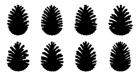 Black solid colour filled silhouettes Set.