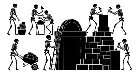 Black solid colour filled silhouettes Set.のイラスト素材