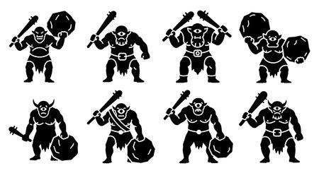 Black solid colour filled silhouettes Set.のイラスト素材