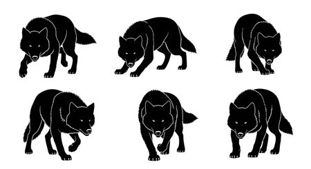 Black solid colour filled silhouettes Set.のイラスト素材