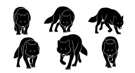 Black solid colour filled silhouettes Set.のイラスト素材