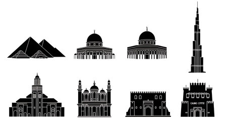 Black solid colour filled silhouettes Set.のイラスト素材