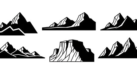 Black solid colour filled silhouettes Set.のイラスト素材