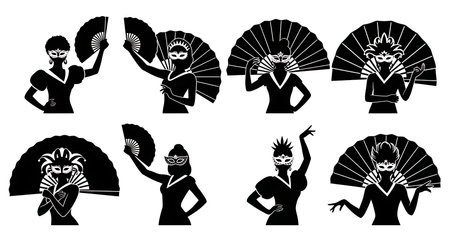 Black solid colour filled silhouettes Set.のイラスト素材