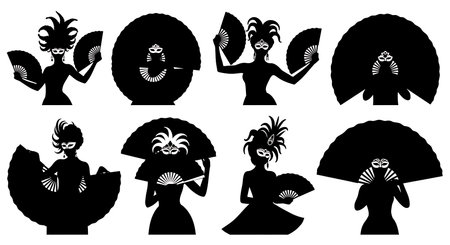 Black solid colour filled silhouettes Set.のイラスト素材