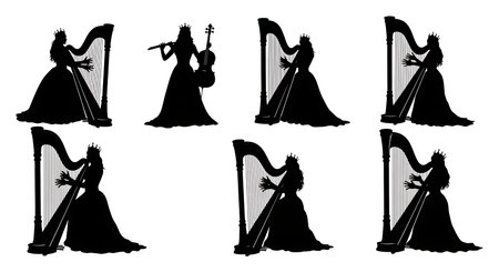 Black solid colour filled silhouettes Set.のイラスト素材