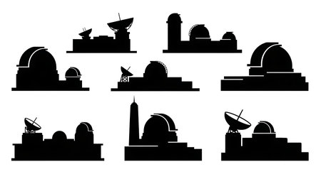 Black solid colour filled silhouettes Set.のイラスト素材