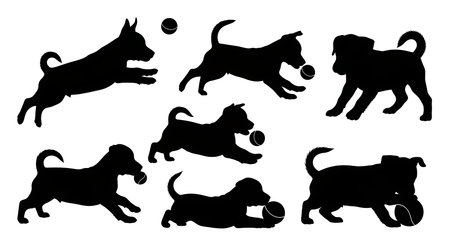 Black solid colour filled silhouettes Set.のイラスト素材