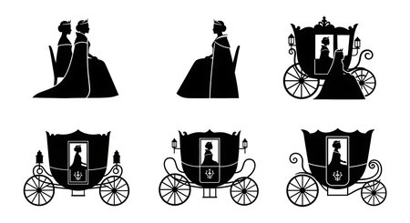 Black solid colour filled silhouettes Set.のイラスト素材