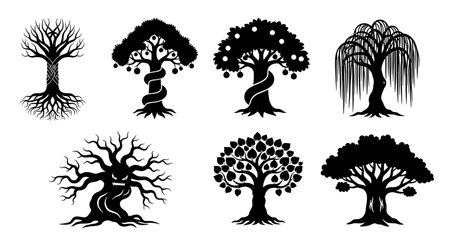 Black solid colour filled silhouettes Set.のイラスト素材