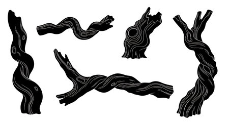 Black solid colour filled silhouettes Set.のイラスト素材