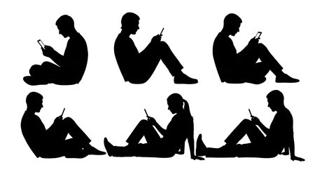 Black solid colour filled silhouettes Set.のイラスト素材