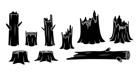 Black solid colour filled silhouettes Set.のイラスト素材