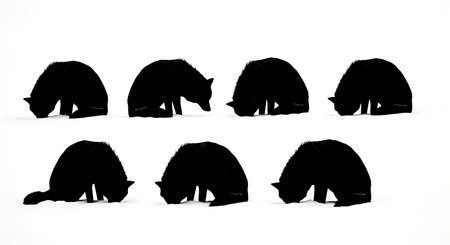 Black solid colour filled silhouettes Set.