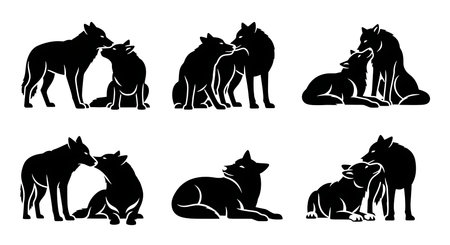 Black solid colour filled silhouettes Set.のイラスト素材