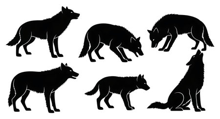 Black solid colour filled silhouettes Set.のイラスト素材