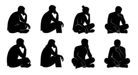 Black solid colour filled silhouettes Set.のイラスト素材