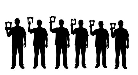 Black Solid Dentist Dental Dam Silhouettes Set of Six isolated on plain white background.のイラスト素材