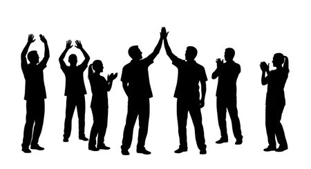 Black Solid Pharmacist High Five Silhouettes Set of Six isolated on plain white background.のイラスト素材