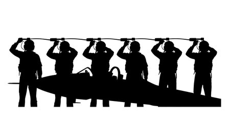 Black Solid Pilot Pitot Tube Silhouettes Set of Six isolated on plain white background.のイラスト素材