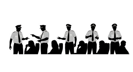 Black Solid Pilot Directing Seats Silhouettes Set of Six isolated on plain white background.のイラスト素材