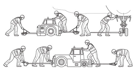 Black Solid Pushback Driver Silhouettes Set of Six isolated on plain white background.のイラスト素材