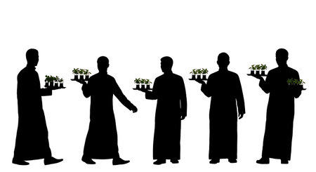 Black solid filled silhouettes isolated on plain white backgroundのイラスト素材