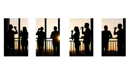 Black solid filled silhouettes isolated on plain white background