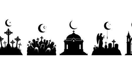 Black solid filled silhouettes isolated on plain white background