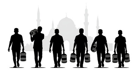 Black solid filled silhouettes isolated on plain white backgroundのイラスト素材