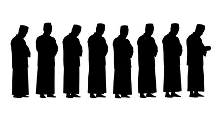 Black solid filled silhouettes isolated on plain white background