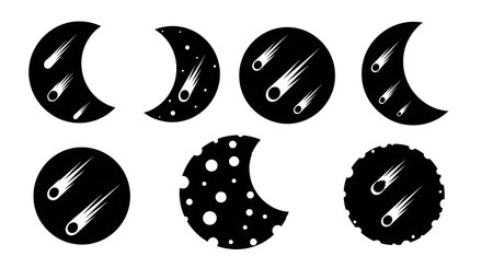 Black solid filled silhouettes isolated on plain white background