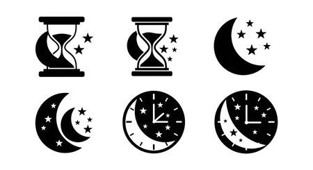 Black solid filled silhouettes isolated on plain white backgroundのイラスト素材