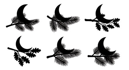 Black solid filled silhouettes isolated on plain white backgroundのイラスト素材